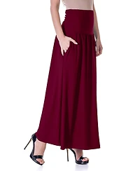 24seven Comfort Apparel Foldover Maxi Pocket Skirt