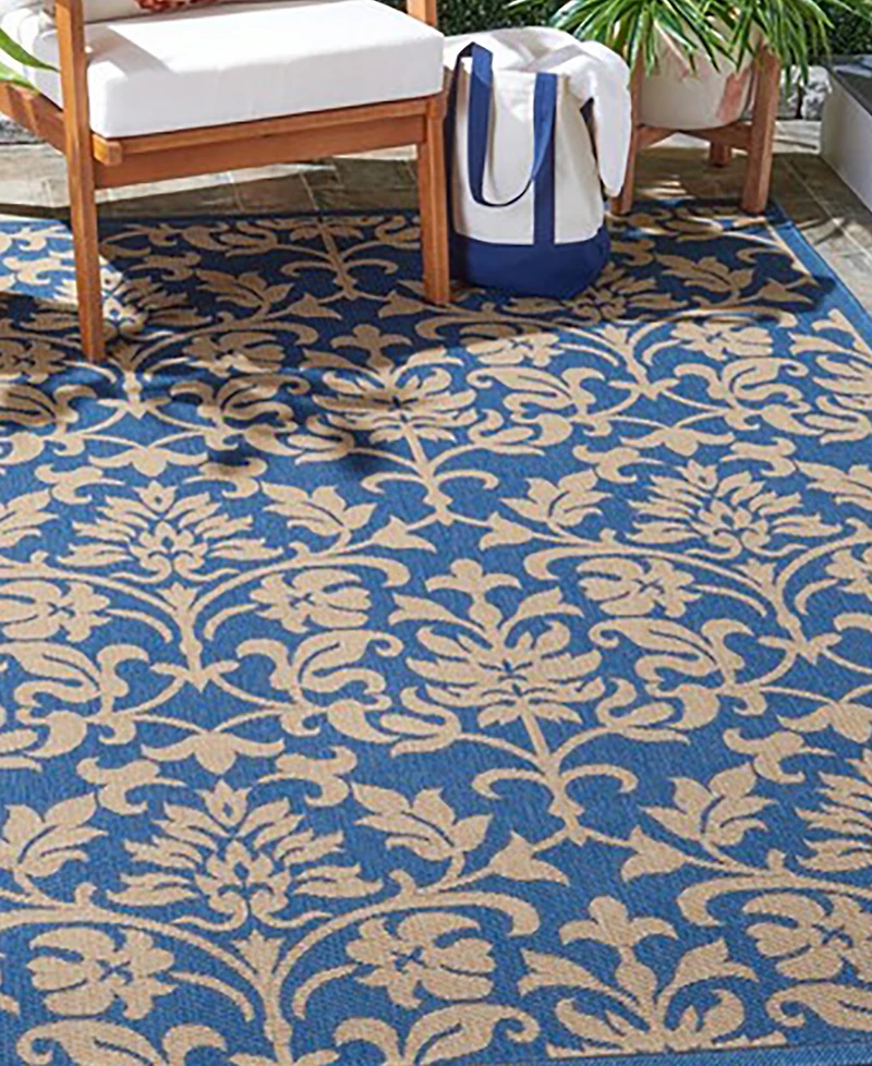 Safavieh Courtyard CY3416 Blue and Natural 5'3" x 7'7" Outdoor Area Rug