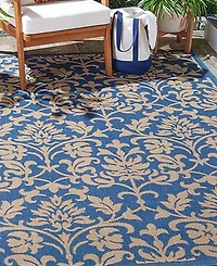 Safavieh Courtyard CY3416 Blue and Natural 5'3" x 7'7" Outdoor Area Rug