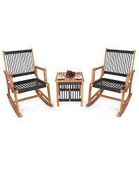 Sugift 3 Pieces Acacia Wood Rocking Bistro Set