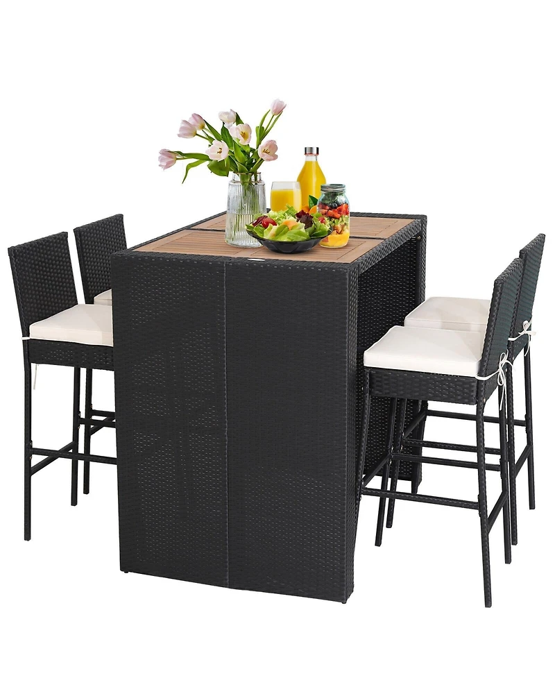 5 Pieces Patio Acacia Wood Dining Set