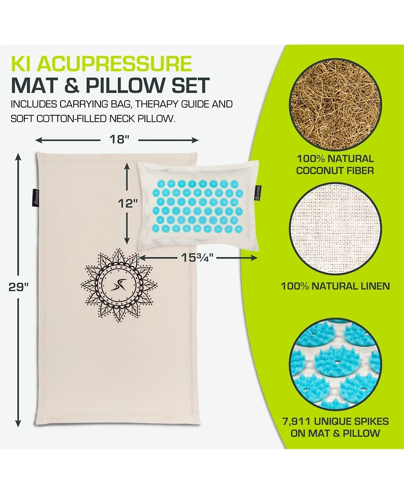 Ki Acupressure Mat, Pillow and Carrier Bag Set