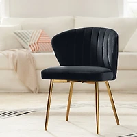 Aruna Velvet Side Chair with Metal Legs