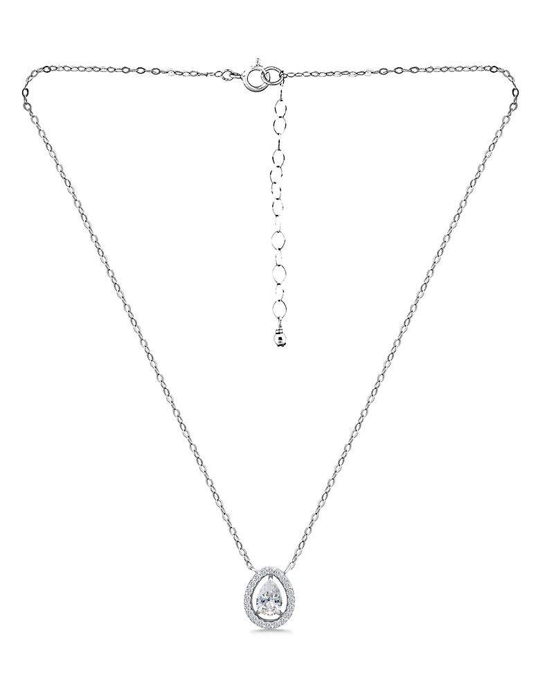 Giani Bernini Cubic Zirconia Pear Halo Pendant Necklace in 18k Gold-Plated Sterling Silver, 16" + 2", Created for Macy's