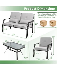 Sugift 4 Pieces Outdoor Conversation Set with Seat Back Cushions and Waist Pillows