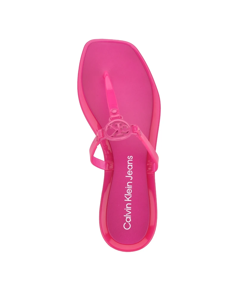 Calvin Klein Women's Edhen Logo T-Strap Flat Jelly Sandals