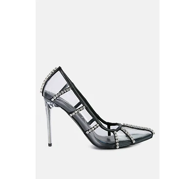 Diamante Clear Stiletto Heel Pumps