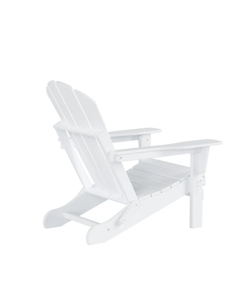 All-Weather Contoured Outdoor Poly Folding Adirondack Chair (Set of