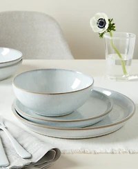 Denby White Speckle Stoneware Coupe Dinner Plates, Set of 4