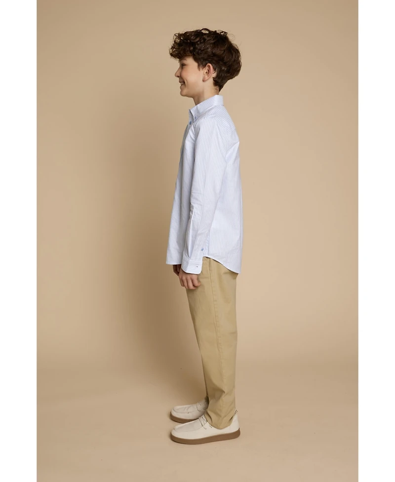 Brooks Brothers Big Boys Pinstripe Woven Long Sleeve Oxford Shirt