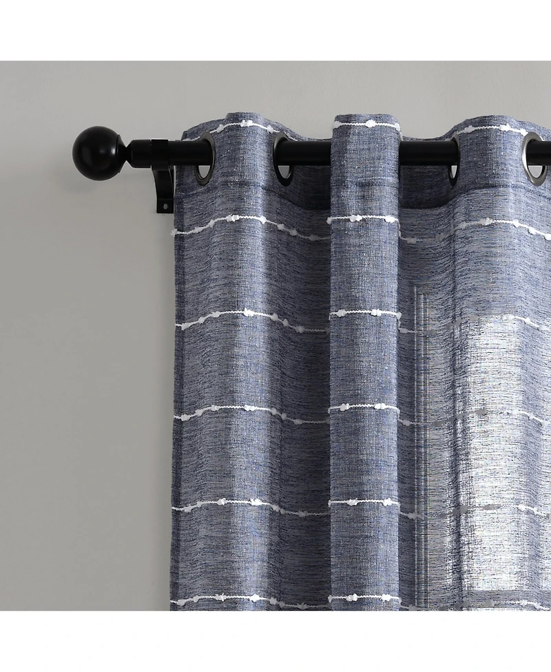 Lush Decor Farmhouse Textured Grommet Sheer Window Curtain Panels