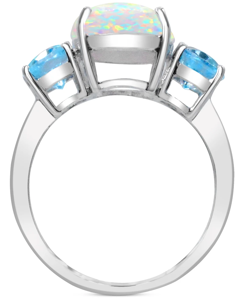 Lab Grown Opal & Sky Blue Topaz (2 ct. t.w.) Ring in Sterling Silver