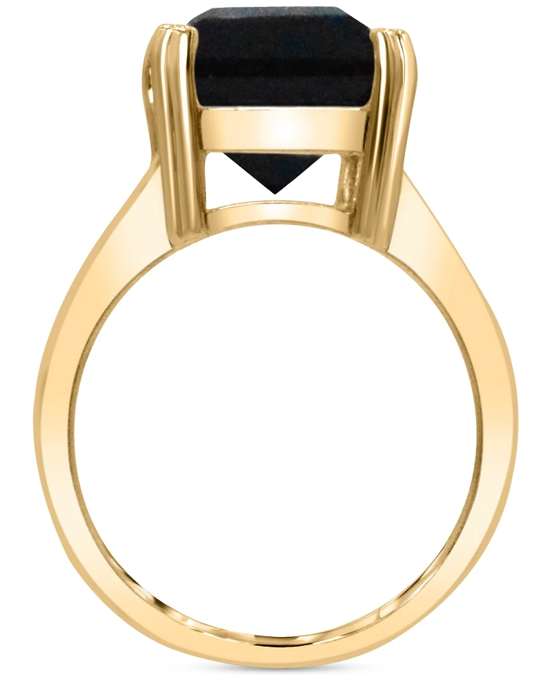 Gemstone Emerald-Cut Statement Ring 14k Gold-Plated Sterling Silver (Also White Quartz & Black Onyx)