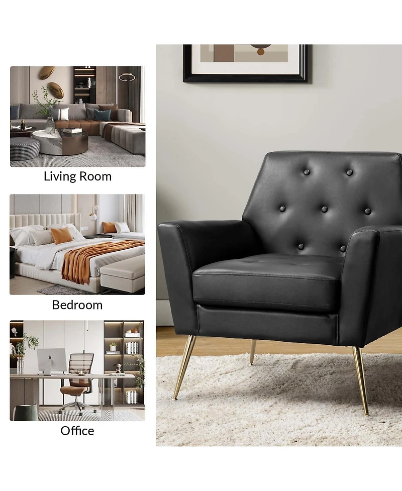 Modern Faux Leather Accent Chair for Living Room Bedroom