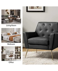 Modern Faux Leather Accent Chair for Living Room Bedroom