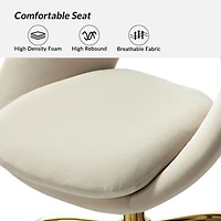 Hulala Home Modern Velvet Office Chair with Adjustable Swivel for Study Vanity