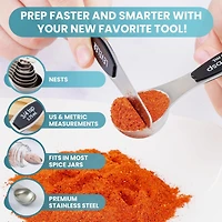 Set of 8 Stackable Magnetic Measuring Spoons with Leveler