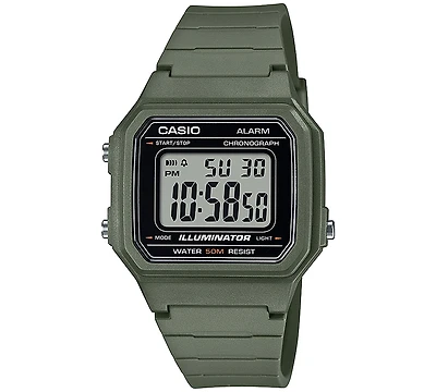Casio Men's Digital Green Resin Strap Watch 41mm, W217H-3AV