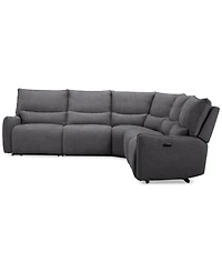 Olper 5-Pc. Fabric Zero Wall Sectional Sofa with Two Power Motion Pieces, Created for Macy's
