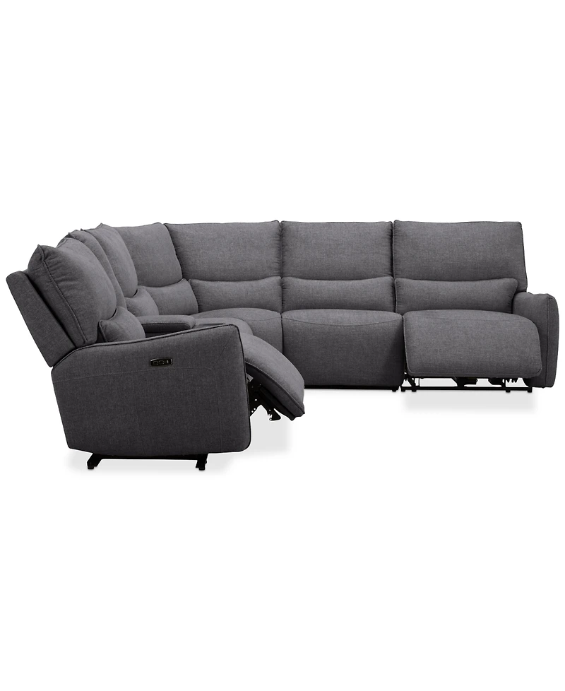 Olper -Pc. Fabric Zero Wall Sectional Sofa with Two Power Motion Pieces & Console