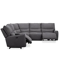 Olper -Pc. Fabric Zero Wall Sectional Sofa with Two Power Motion Pieces & Console