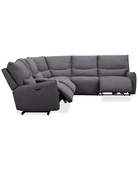 Olper -Pc. Fabric Zero Wall Sectional Sofa with Three Power Motion Pieces & Console