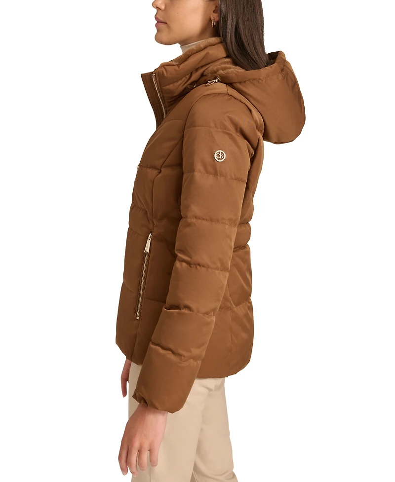 Calvin Klein Women's Faux-Fur-Lined Hooded Puffer Coat