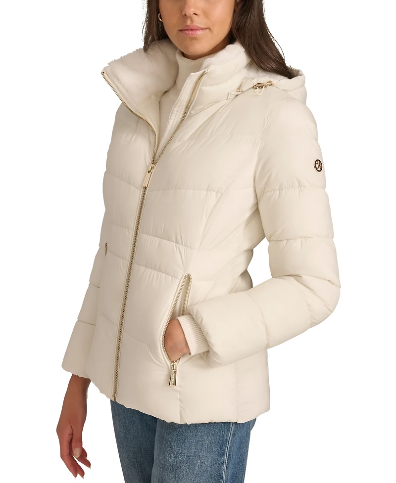 Calvin Klein Women's Faux-Fur-Lined Hooded Puffer Coat