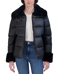 Laundry by Shelli Segal Women's Shine Faux-Fur-Trim Puffer Coat