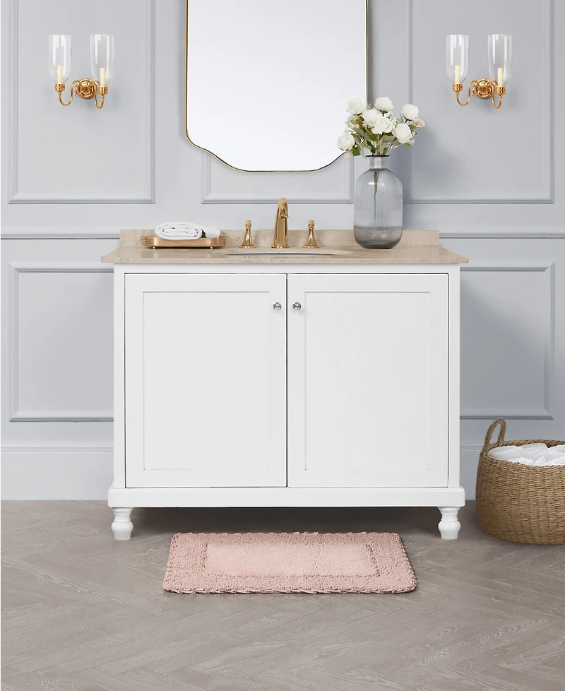 Laura Ashley Cotton Ruffled Bath Rug, 17" x 24"