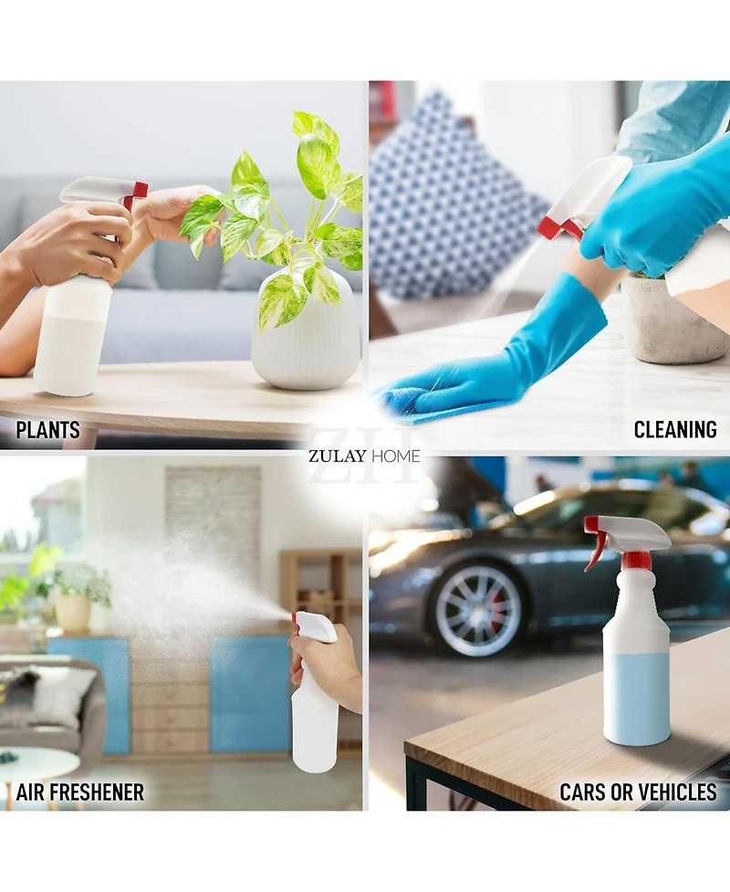 Zulay Kitchen 4 Pc. Cleaning Spray Bottles With Adjustable Nozzle & Spring Loaded Trigger
