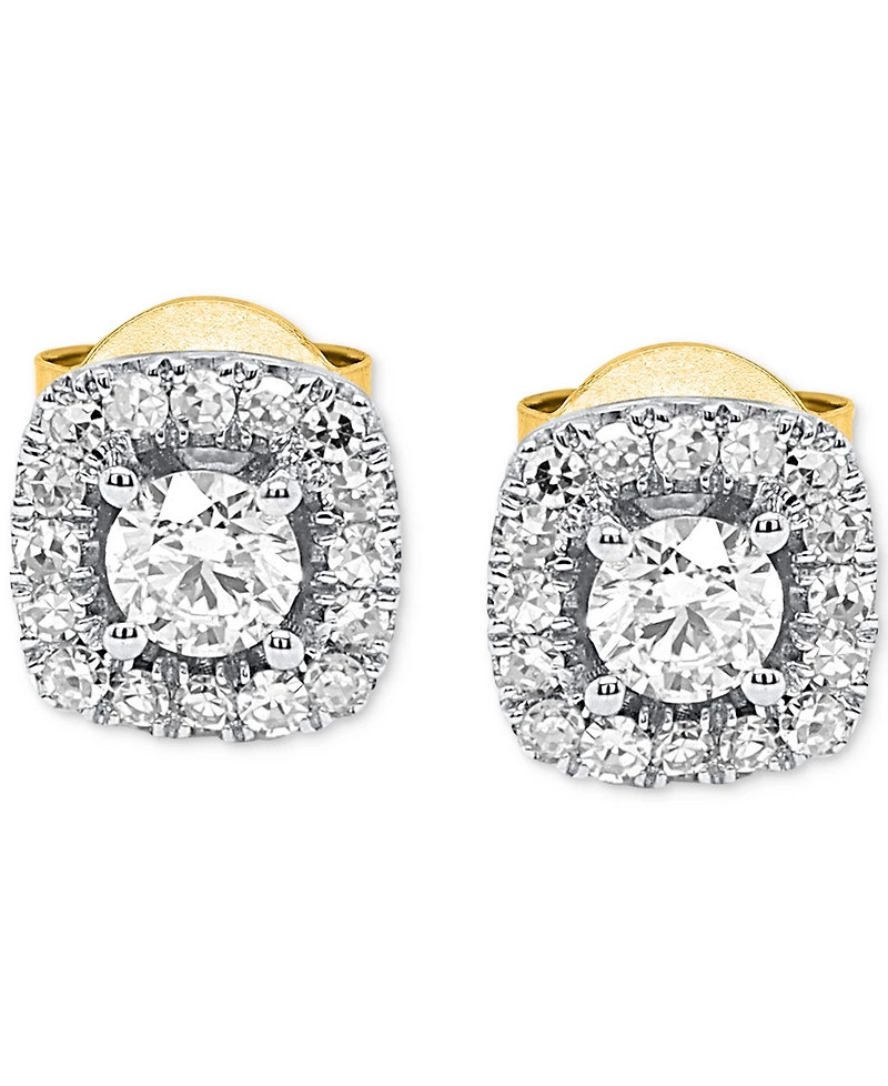 Lab-Created Diamond Halo Stud Earrings (1/2 ct. t.w.) Sterling Silver or 14K Gold-Plated