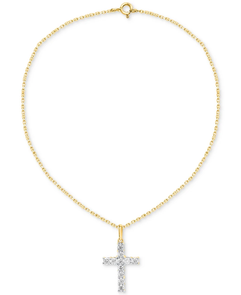 Forever Grown Diamonds Lab-Created Diamond Cross 18" Pendant Necklace (1/2 ct. t.w.) Sterling Silver or 14K Gold-Plated