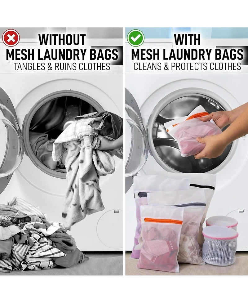 Zulay Kitchen 7 Pack Reusable Mesh Laundry Bags for Delicates (2 Small, 2 Medium, 1 Large, 2 Bra Bags)
