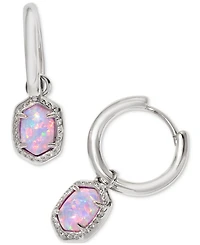 Kendra Scott 14k Framed Stone Removable Charm Huggie Hoop Earrings