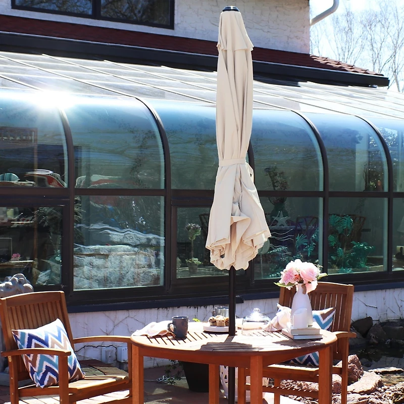 9-Foot Patio Umbrella - Push-Button Tilt and Crank Handle - Aluminum Pole and Polyester Shade Canopy