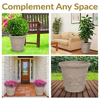 Indoor/Outdoor Patio, Garden, or Porch Weather-Resistant Double-Walled Arabella Flower Pot Planter