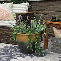 Chalet Outdoor/Indoor High-Fired Glazed Uv- and Frost-Resistant Ceramic Planter with Drainage Holes
