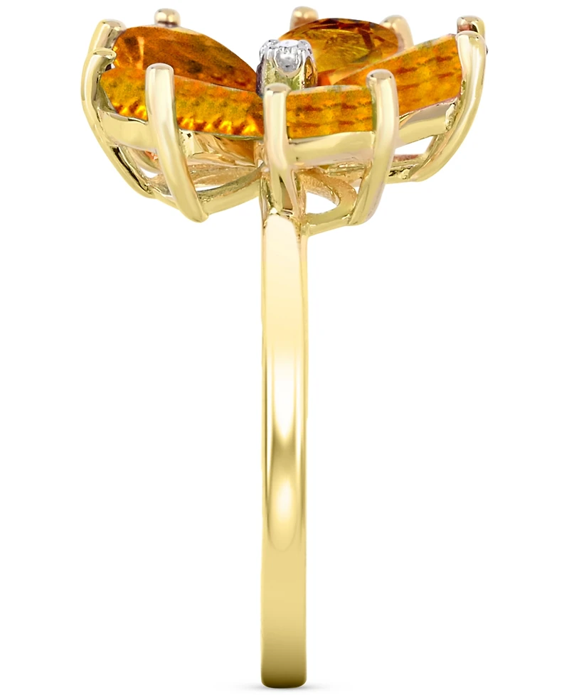 Citrine (3-1/4 ct. t.w.) & Diamond Accent Flower Ring in 14k Gold-Plated Sterling Silver