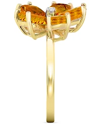 Citrine (3-1/4 ct. t.w.) & Diamond Accent Flower Ring in 14k Gold-Plated Sterling Silver