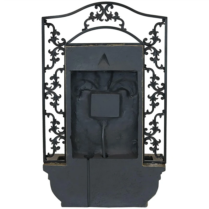 Sunnydaze Decor French Lily 33-Inch Solar Outdoor Wall Water Fountain with Battery Backup, Pump and Panel - Florentine Stone