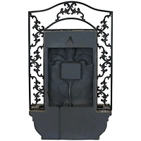 Sunnydaze Decor French Lily 33-Inch Solar Outdoor Wall Water Fountain with Battery Backup, Pump and Panel - Florentine Stone