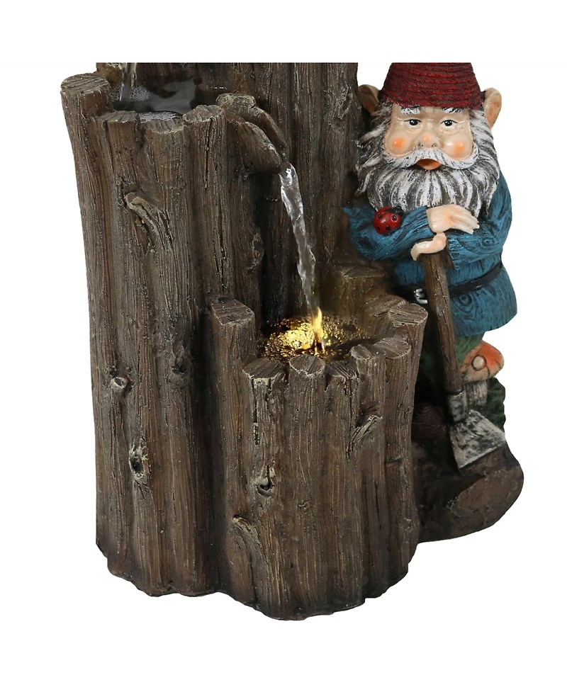 Sunnydaze Decor Resting Gnome 17-Inch Outdoor Water Fountain with Led Light - Electric Submersible Fountain - Polyresin