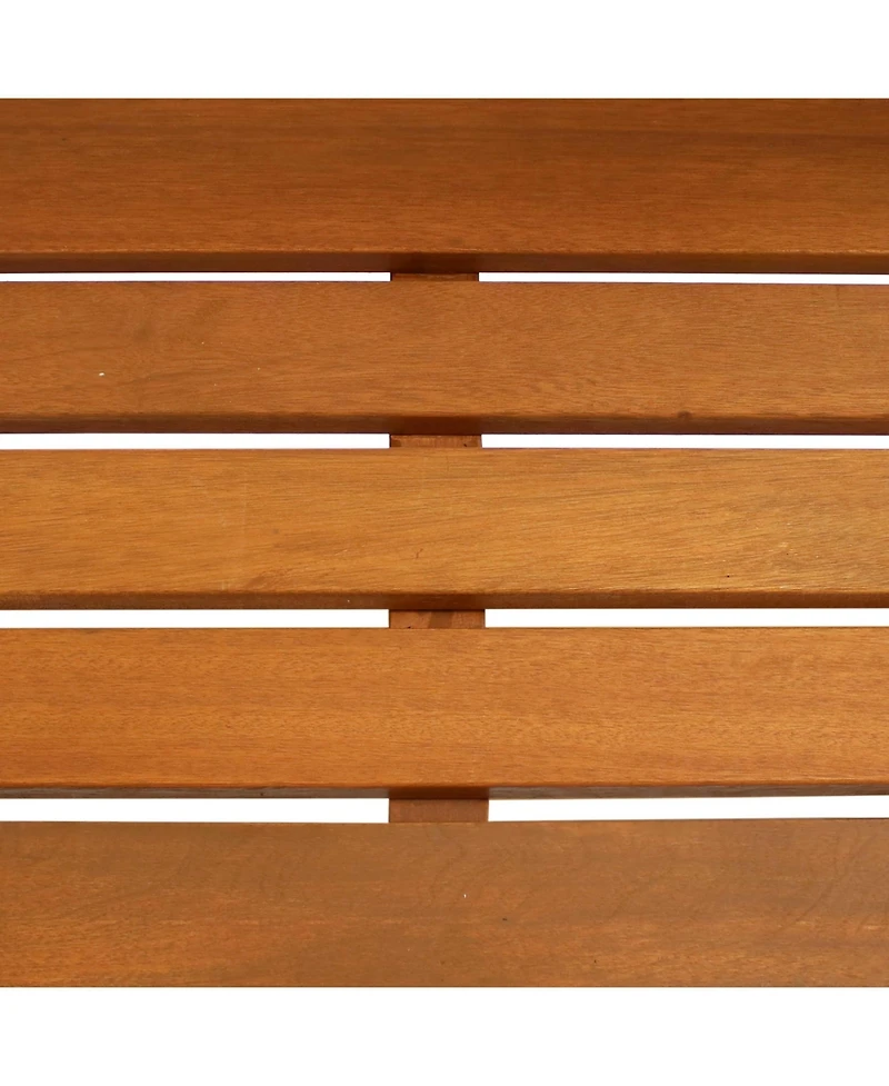 42-Inch Meranti Wood Outdoor Potting Bench with Storage Shelf - Teak Oil Finish