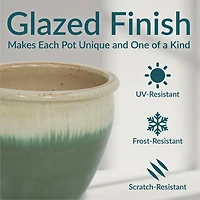 Chalet Outdoor/Indoor High-Fired Glazed Uv- and Frost-Resistant Ceramic Planters with Drainage Holes - 2-Pack
