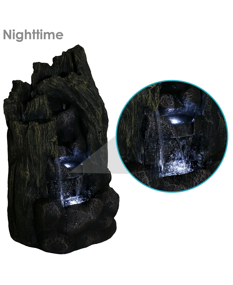 Sunnydaze Decor Cavern of Mystery 28-Inch Glass Fiber Reinforced Concrete Outdoor Rock Water Fountain with Led Light