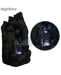 Sunnydaze Decor Cavern of Mystery 28-Inch Glass Fiber Reinforced Concrete Outdoor Rock Water Fountain with Led Light