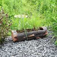 Sunnydaze Decor 35-Inch Polyresin Rustic Log Planter with 3 Drainage Holes - 50-Quart Soil Capacity