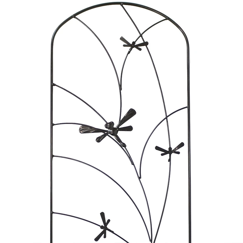 Decorative Steel Metal Dragonfly Delight Design Garden Trellis - 55.75" H - Black - 2-Pack