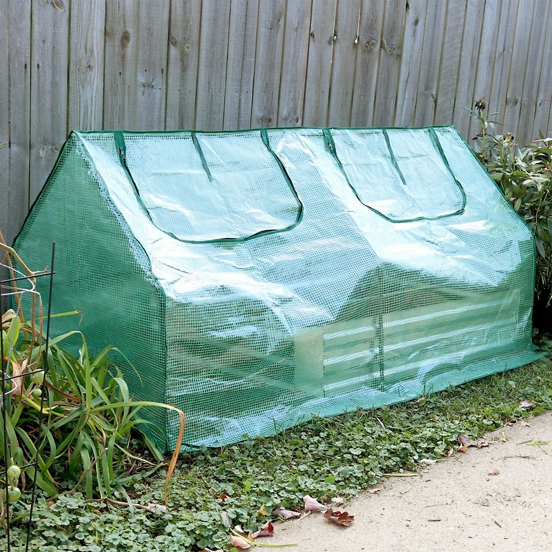 Outdoor Portable Mini Cloche Greenhouse with Zipper Doors